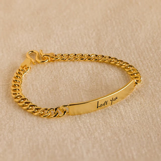 Handwriting Cuban Plate Bracelet