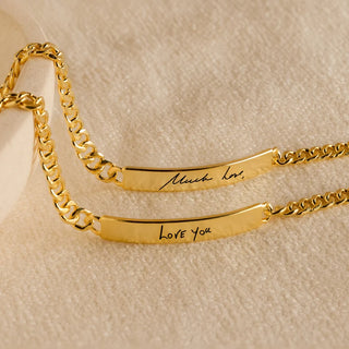 Handwriting Cuban Plate Bracelet
