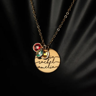 Name Medallion Necklace with Birthstone