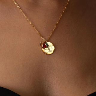 Name Medallion Necklace with Birthstone