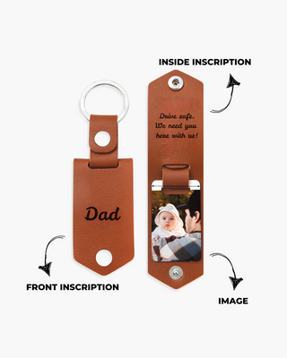 Leather Clip Photo Keychain
