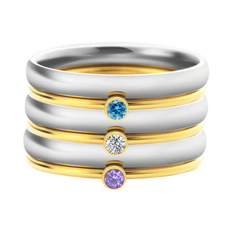 Double Name Ring with Birthstone