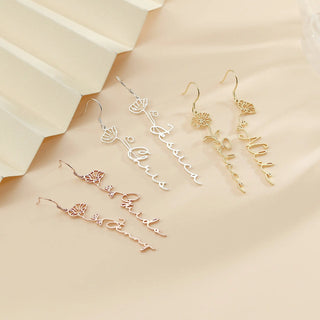 Birthflower Name Earrings