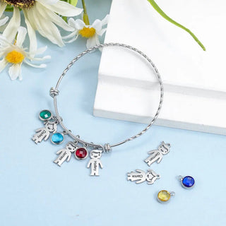 Family Name Bracelet with Birthstone