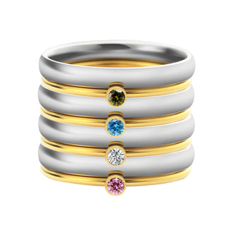 Double Name Ring with Birthstone