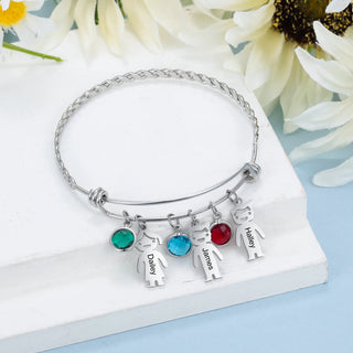 Family Name Bracelet with Birthstone