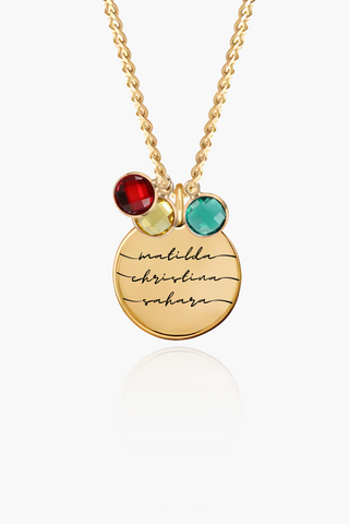 Name Medallion Necklace with Birthstone