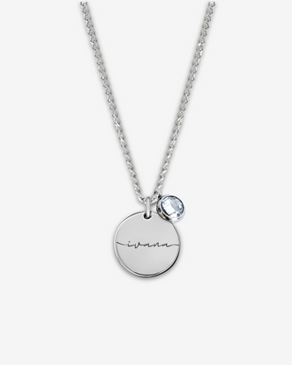 Name Medallion Necklace with Birthstone