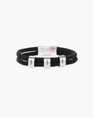 Double Polyester Name Bracelet - Black Edition