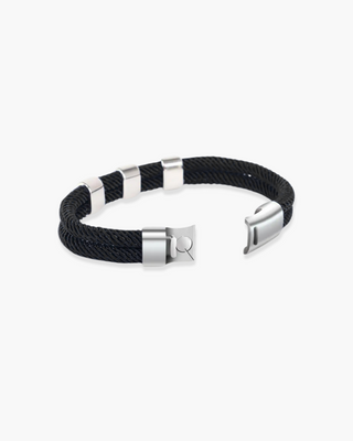 Double Polyester Name Bracelet - Black Edition