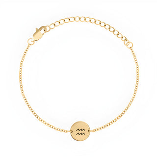 Minimal Zodiac Medallion Bracelet - Aquarius - Gold