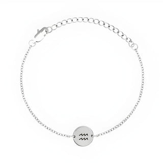 Minimal Zodiac Medallion Bracelet - Aquarius - Silver