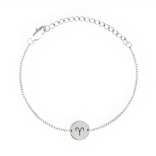 Minimal Zodiac Medallion Bracelet - Aries - Silver