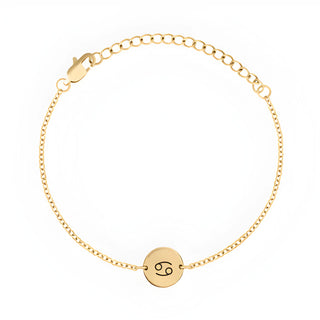 Minimal Zodiac Medallion Bracelet - Cancer - Gold