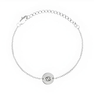 Minimal Zodiac Medallion Bracelet - Cancer - Silver