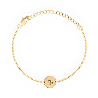 Minimal Zodiac Medallion Bracelet - Capricorn - Gold