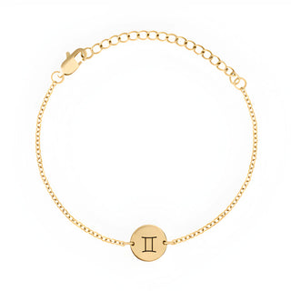 Minimal Zodiac Medallion Bracelet - Gemini - Gold