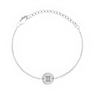 Minimal Zodiac Medallion Bracelet - Gemini - Silver