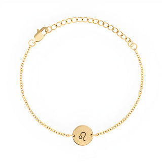 Minimal Zodiac Medallion Bracelet - Leo - Gold