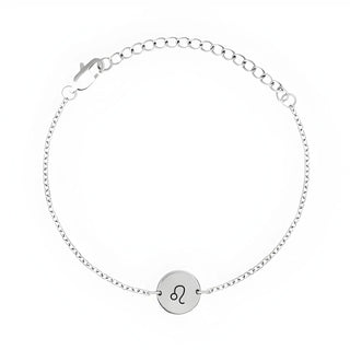 Minimal Zodiac Medallion Bracelet - Leo - Silver