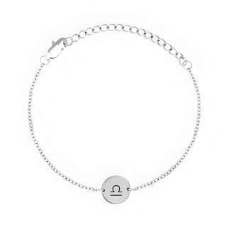 Minimal Zodiac Medallion Bracelet - Libra - Silver