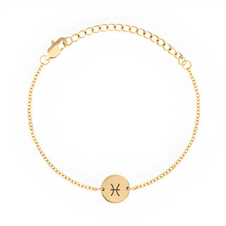 Minimal Zodiac Medallion Bracelet - Pisces - Gold