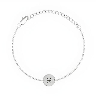 Minimal Zodiac Medallion Bracelet - Pisces - Silver