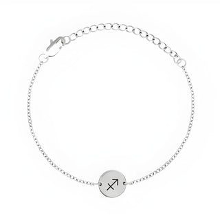 Minimal Zodiac Medallion Bracelet - Sagittarius - Silver