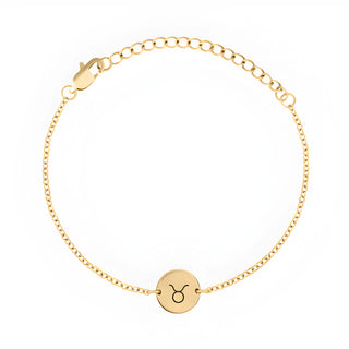 Minimal Zodiac Medallion Bracelet - Taurus - Gold