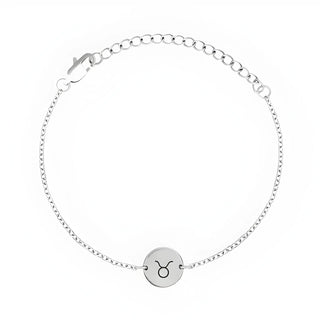 Minimal Zodiac Medallion Bracelet - Taurus - Silver
